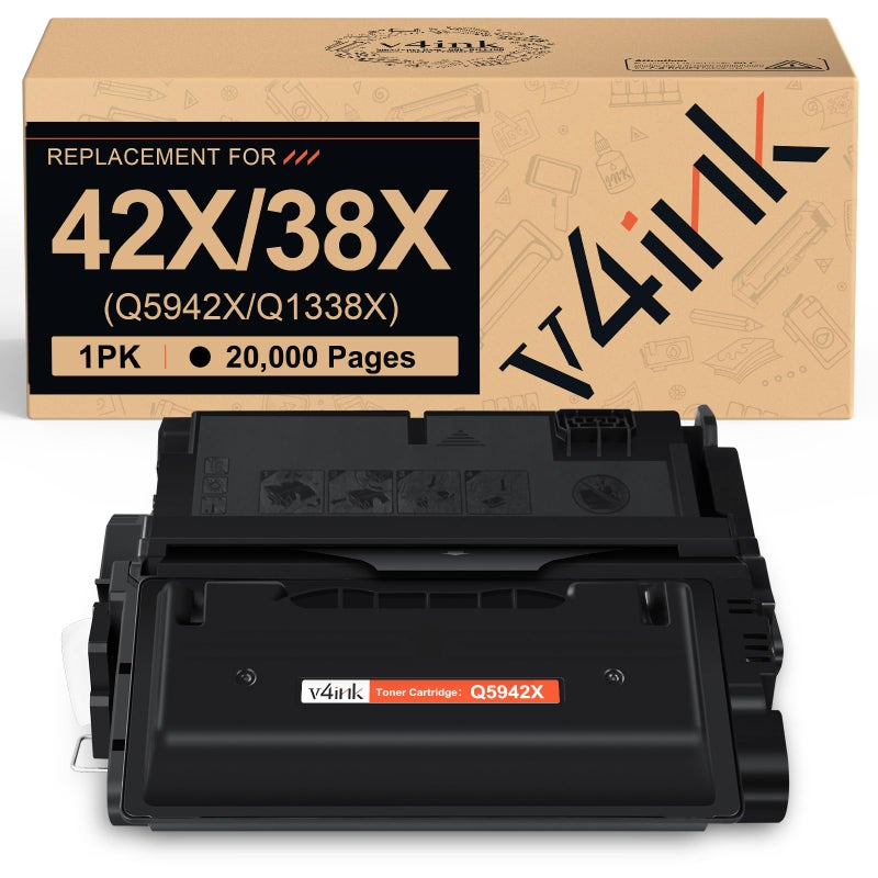 v4ink Compatible 42X Toner Cartridge Replacement for HP 42X Q5942X Q1338X Q1339X High-Yield Toner Cartridge for hp LaserJet 4200 4250n 4250t 4250tn 4250dtn 4250dtnsl 4350n 4350t 4350tn 4350dtn Printer - Image 1
